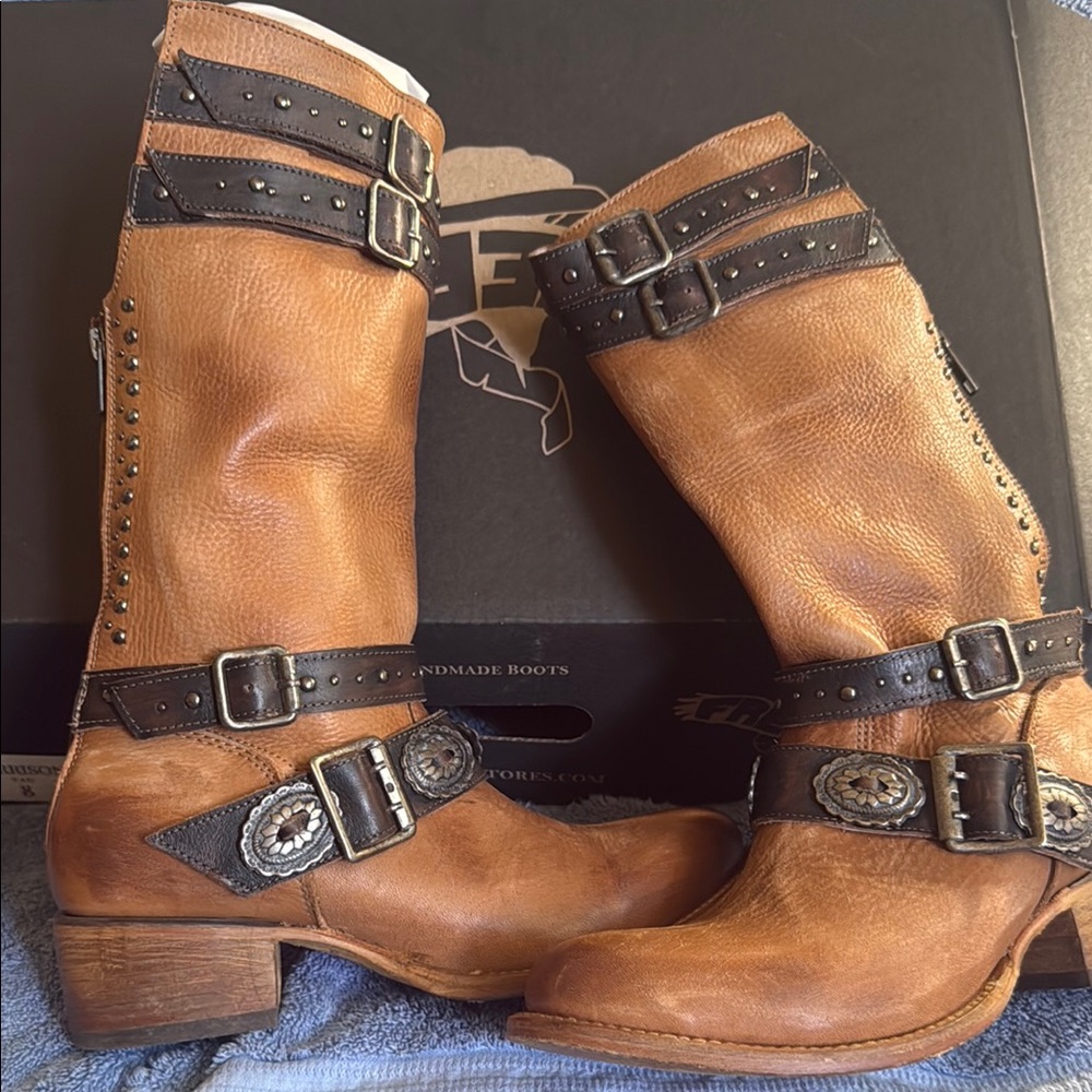 Freebird Brown and Black Combat Boots